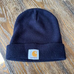Carhartt Navy Beanie with Gold Logo Patch